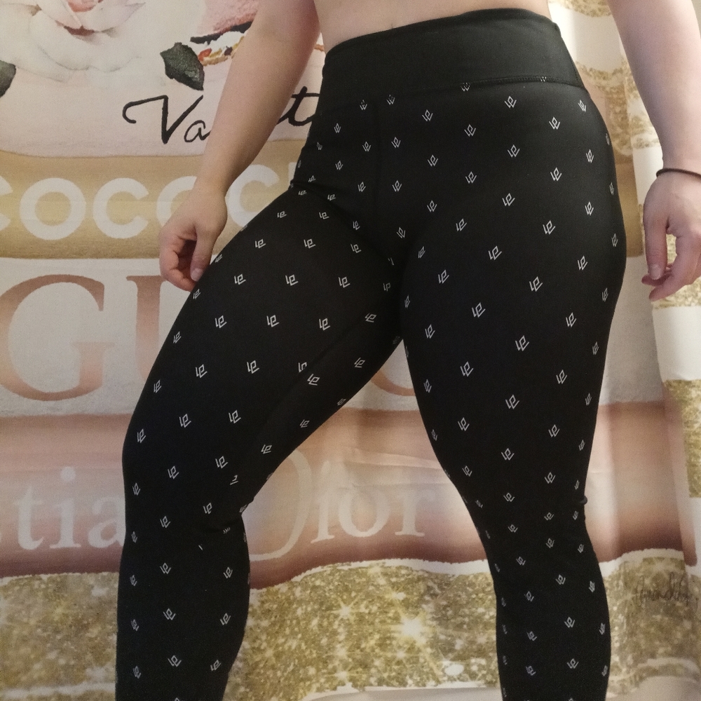 Workout Empire Black Monogrammed Leggings in s L